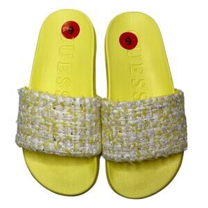 Guess Ravan Tweed Upper Pool Slides Sandals Lime Size 6